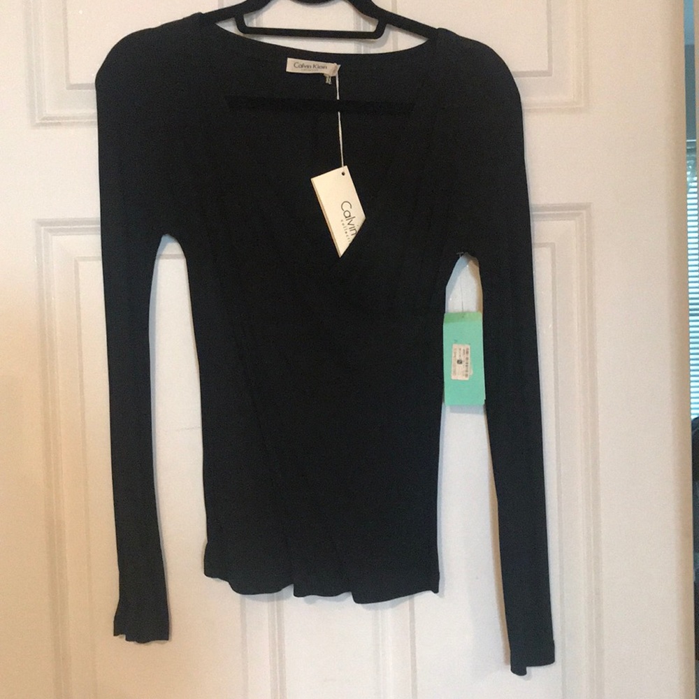 Calvin Klein faux wrap jersey top